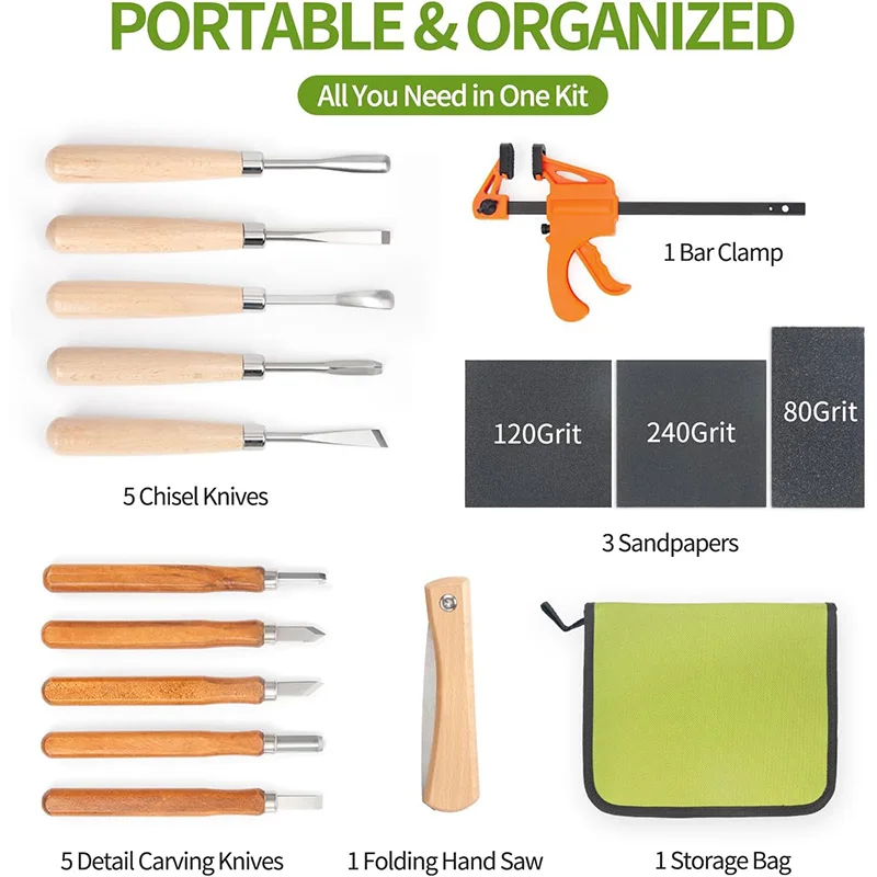 Wood Carving Kit 15Pcs Wood Ca - Woodworking Kits For Adults ulasan dan harga