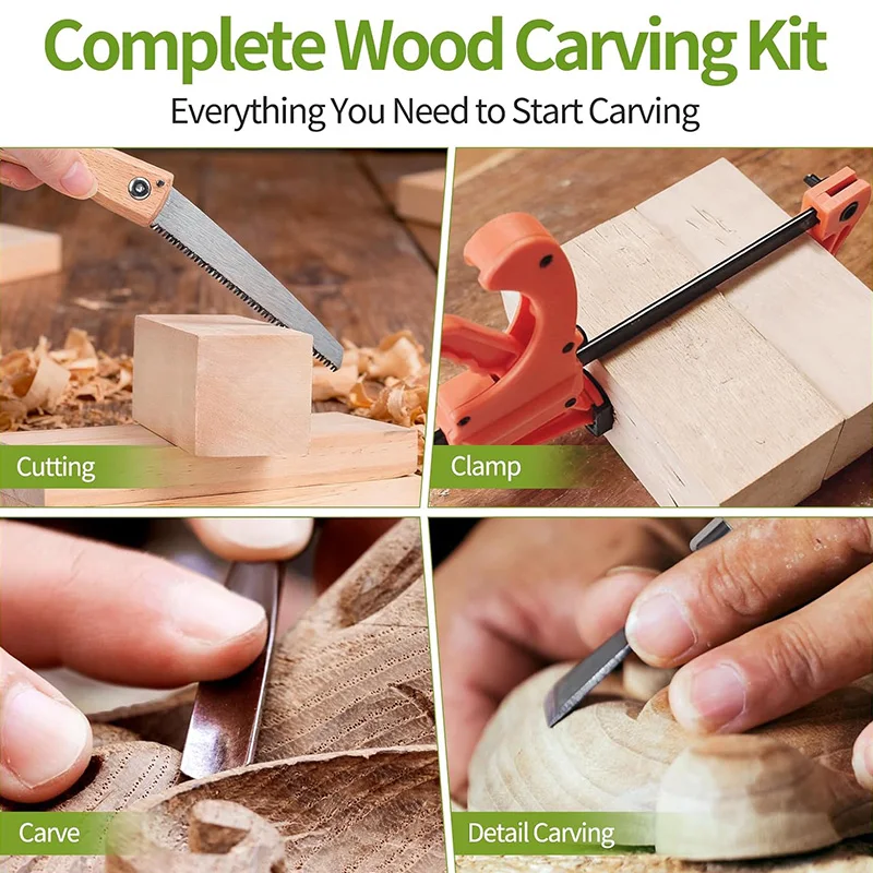 Wood Carving Kit 15Pcs Wood Ca - Woodworking Kits For Adults ulasan dan harga